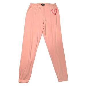 Wildfox Sketchy Heart Knox Pants Pink Small NEW